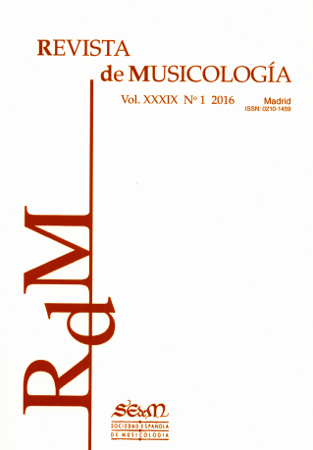Revista de Musicología. Volumen XXXVIII. Nº1-2016